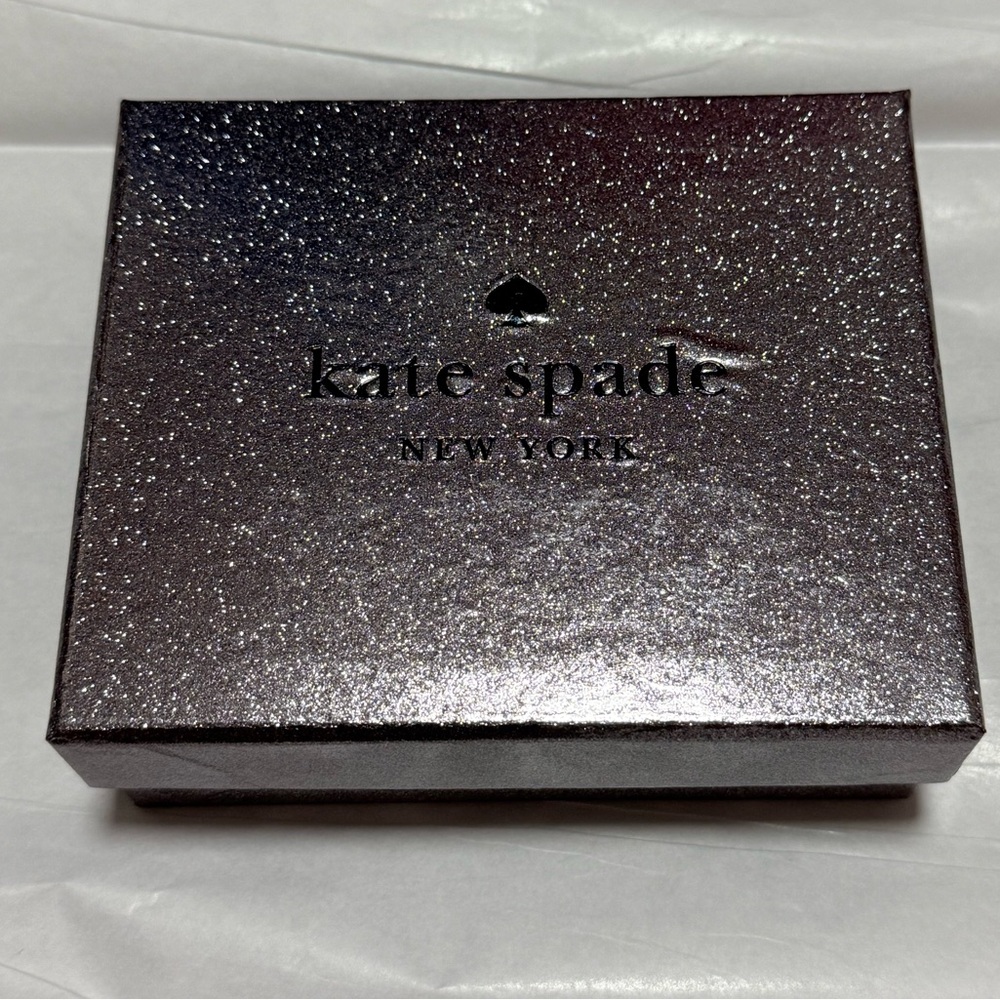 NWT Kate Spade Kenzie Boxed Glitter Small Card Holder in Silver Candied Flower - Picture 9 of 13